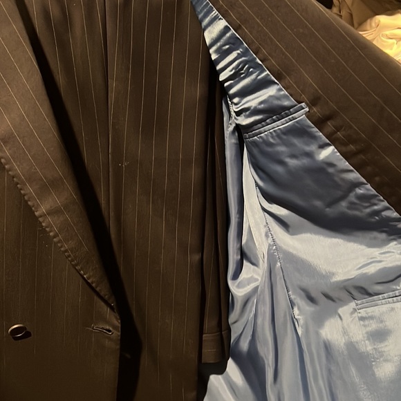 Navy Blue Pin Stripe Double Breasted Suit - Picture 3 of 3